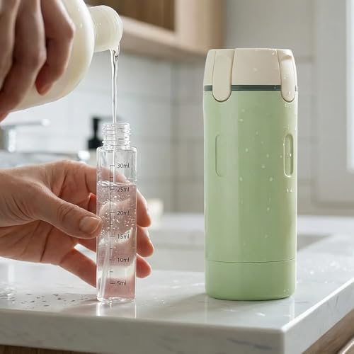 4-in-1 Travel Dispenser Bottle Refillable, 2026 New 4 Pack 30ML Travel Bottles for Toiletries, Leak Proof Travel Size Containers, Shampoo and Conditioner Bottles (Green+White) (Green) - color: Green