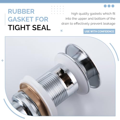 Bathroom Sink Drain, Angle Simple Brass Pop Up Drain Stopper, Vessel Sink Drain with Overflow, Lavatory Vanity Sink Drain Stoppers Chrome - color: Chrome