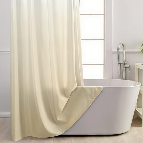 No Hook Shower Curtain with Snap in Liner, Ombre Beige Shower Curtains and Liner Set, Hotel Fabric Bath Curtain for Bathroom, Mesh Top Window Waterproof Washable, 71" x 74" - color: Ombre Beige, size: 71"W x 74"L (Pack of 1)