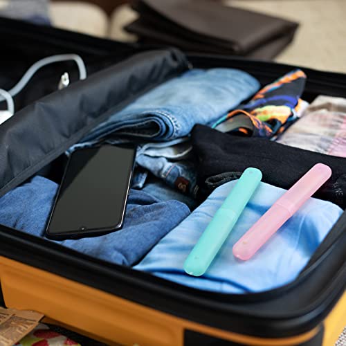 Sieral 90 Pack Travel Toothbrush Case Holder Bulk Breathable Portable Toothbrush Storage 7 Assorted Color Plastic Toothbrush Container for Home Outdoor Traveling Trip Camping, 8 x 1.2 Inch - color: 7 Assorted Colors