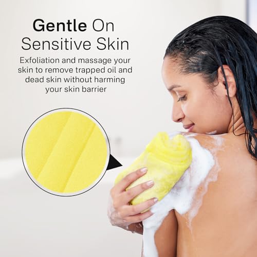 Yiclick Exfoliating Washcloth Towel- Exfoliating Body Scrubber Exfoliator, Back Scrubber for Shower Bath, Exfoliate Rags Wash Cloths, Loofah Lufa Sponge, Body Scrub & Exfoliation Women Men - color: Blue