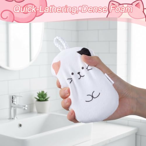 4 Pcs Bath Sponge for Bathing, Multicolored Bath Loofah Sponge, Soft Absorbent Shower Sponges - color: Light Color