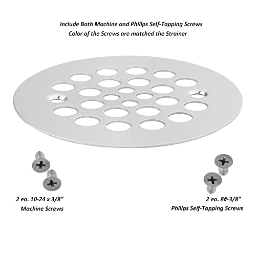 Artiwell 4-1/4“ Shower Strainer Drain Trim Set, Screw-in Shower Strainer Drain Cover, Plastic-Oddities Style Replacement Strainer Grid,Machine & Self-Tapping Screws Included (Chrome Plated) - color: Chrome Plated