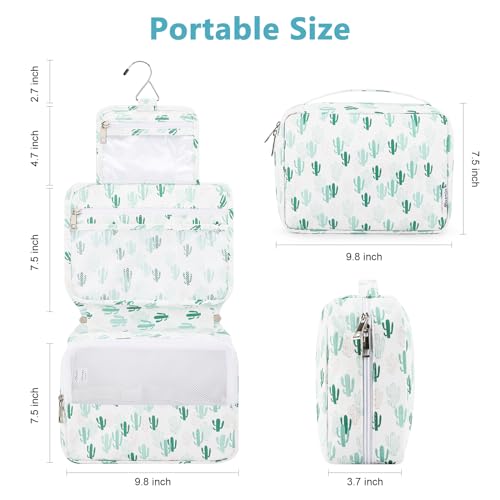 Mossio Hanging Toiletry Bag with Sturdy Hook - Large Portable Cosmetic Makeup Travel Organizer for Men & Women - color: Cactus