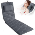 TranquilRelax Bath Pillow for Tub with Laundry Bag & 17 Non-Slip Suction Cups, Extra Thick and Soft Bathtub Pillow for Head, Neck & Shoulder Support, 56" x 16" Grey - color: Grey