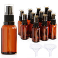 12Pack 1oz Amber Glass Pump Bottles, 30ml with Black Pump, Empty Refillable Travel Small Container For Lotion Cream Essentil Oil Shampoo (1oz) - size: 1oz Amber Glass