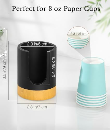 Luxspire Bathroom Cup Dispenser, 3oz Dixie Cup Dispenser, Guest Bathroom Essentials, Resin Cup Dispenser, Disposable Paper Cup Holder, Cotton Pad Holder, Bathroom Accessories - Matte Black - color: Black, size: 3oz