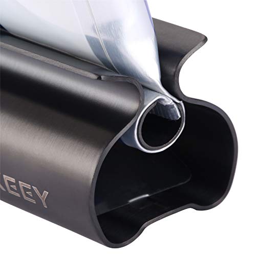 XYKEEY Toothpaste Tube Squeezer - Set of 2 Toothpaste Squeezer Rollers, Metal Toothpaste Tube Wringer Seat Holder Stand (Matt Black) - color: Matt Black