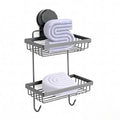 Shampoo Bar Holder Compatible with Kitsch, 2-Tier Self-Draining Shower Caddy with Suction Cup, Hanging Shampoo Bar and Conditioner Organizer with 2 Hooks, Rust-Free Bathroom Wall Accessories