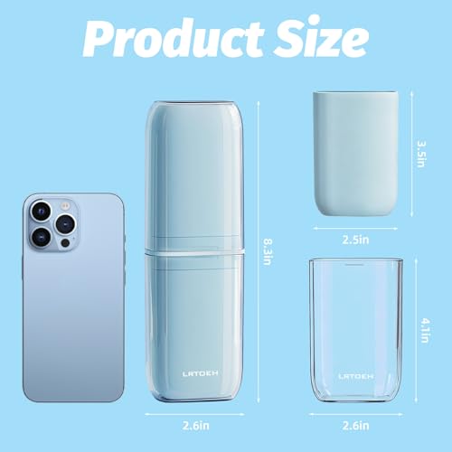 4-in-1 Toothbrush Travel Cup, Portable Toothbrush Container | Multi-functional travel cup, for family camping business trip, separates into 4 cups with cover, lightweight, blue - color: Blue