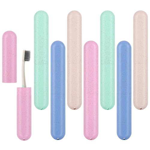 Tecbeauty 8Pcs Travel Toothbrush Case, Portable Toothbrush Holder Container Protector Cover for Travel, Business, Camping, School