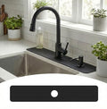 33 Lx5.5 W Long Kitchen Sink Faucet Mat: Customizable Black Splash Guard with Pre-Cut Center Hole for Large Double bowl Sink, DIY to Fits irregular & 2, 3, 4 hole sinks with Soap Dispenser & Air Gap - size: 33''Lx5.5''W