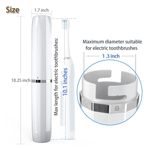 Long Ventilated Electric Toothbrush Travel Case, Portable Holder, Fits Most Standard Straight Electric Toothbrushes (White) - color: White