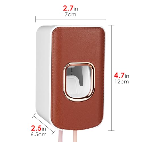 2 Slot Toothbrush Holder and Toothpaste Dispenser Wall Mounted, Automatic Toothpaste Squeezer, 2 in 1 Tooth Brush Toothpaste Organizer for Shower (Brown 2Pack) - color: Brown - Type B, size: 2