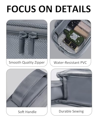 Moyad TSA Approved Toiletry Bag Clear Quart Size Travel Bags Makeup Bag | Large Opening, for Men and Women, Carry on Airline Compliant, Transparent Liquids Pouch, Grey - color: Grey, size: 1 Pack, Handle