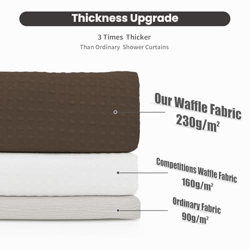 Inhousolu No Hook Shower Curtain with Snap-in Fabric Liner, Waffle Weave 230 GSM Polyester, Weighted Hem, Water Repellent Washable, Mesh Top Window 72" W x 72" L Brown - color: Brown, size: 72"W x 72"L (Pack of 1)