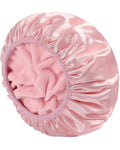 YIZIJIZI Terry Lined Shower Cap,Triple Layer Large Cap for Women,Shower Cap Reusable Waterproof,Long Thick Hair(Pink) - color: Pale pink