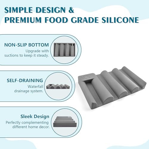 Silicone Soap Dish,Self Draining Soap Holder Perfect for Shower,Bathroom Sink,Kitchen Sink & Travel,Non-Slip Bar Soap Holder Extend Soap Life,Keep Soap Bars Dry & Easy Cleaning Grey-2Pcs - color: Grey-2pcs