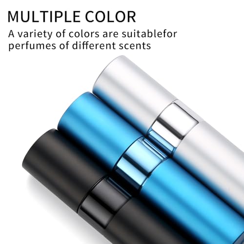 Perfume Travel Refillable Atomizer 8ML (3PCS) - Empty Cologne Spray Bottle, Portable & Leakproof Sprayer for Travel (Black, Blue, Silver) - color: Black, Blue, Silver