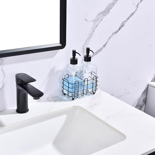 Modern Square Clear Glass Soap Dispenser Set of 2, 13.5oz Refillable with Rust Proof Pump, Leak-Proof Dish & Hand Soap Dispenser for Kitchen Bathroom Sink