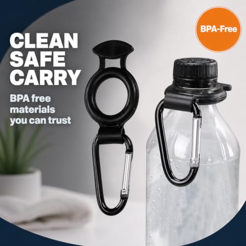 Iconikal 2-Pack Plastic Water Bottle Holder Rubber Grip Aluminum Carabiner | Secure Grip, Silicone Material, Pull Tab Design