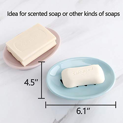 WYOK 2-Pack Soap Dish with Drain Plastic Sponge Holder Easy Cleaning Soap Saver Tray Caddy Keep Dry Stop Mushy for Shower Bathroom Kitchen(Khaki) - color: Khaki