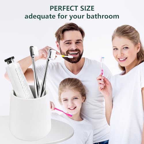BosilunLife Bathroom Toothbrush Holder - Ceramic Toothbrush Cup Holder 13Oz White Toothbrush Holder for Bathroom Toothbrush and Toothpaste Holder for Bathroom Vanity Countertop, Ideal for Home, Hotel - color: White-rb, size: rounded base