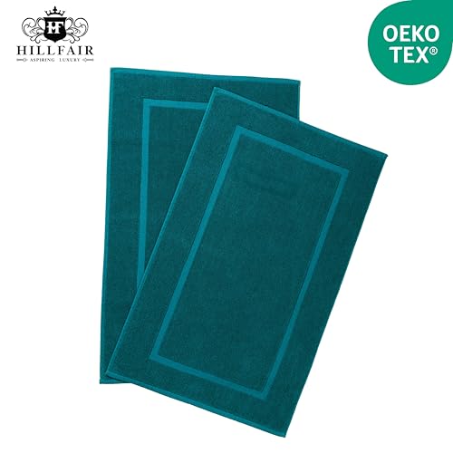 HILLFAIR-900 GSM-100% Ringspun Cotton Floor Towels mat- Hotel-Spa Tub-Shower Bathroom Floor mat Towels- 21 x 34 Inch - Terry Cotton Bath Mats, Machine Washable, Absorbent- 2 Peice Towel Set- Teal - color: Teal, size: 2 Piece Towel Set