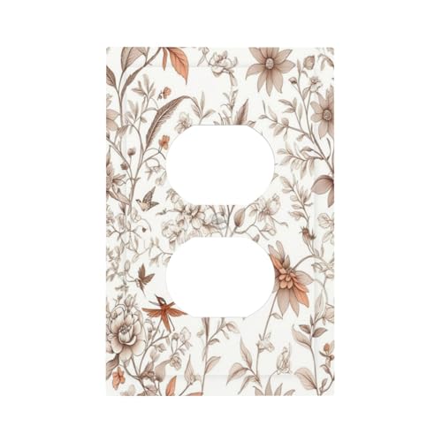Decorative Outlet Covers Boho Floral Beige Flower And Leaf Botanical 1 Gang Duplex Light Switch Cover Plate Electrical Switch plates Wall Plates Receptacle Covers for Bathroom Bedroom Decor - color: Boho Floral Beige Flower And Leaf Botanical, size: 1 Gan