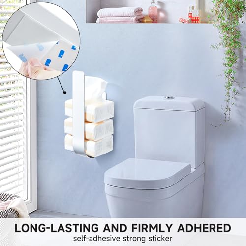 Toilet Paper Storage Wall Mount, Over The Tank Extra Toilet Paper Holder for 3 Rolls Tissue, Metal Tissue Roll Storage Stand for Bathroom, RV Adhesive Loo Roll Holder (White) - color: White