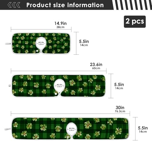 Green Checkered Tiny Clovers Line Sink Mat for Faucet Sink Splash Guard Faucet Handle Drip Catcher for Kitchen Bathroom Absorbent Microfiber Dish Drying Mat with 1 Hole 2pcs S - color: Green Checkered Tiny Clovers Line, size: 14.9x5.5in x2