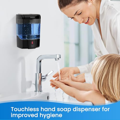 SVAVO Automatic Soap Dispenser Wall-Mounted, Hand Soap Dispenser Touchless Electric Sensor Pump Battery Operated for Office Home Kitchen Bathroom, Hotel Restaurant, 600ml/21fl.oz - color: Black+brown, size: 600ml