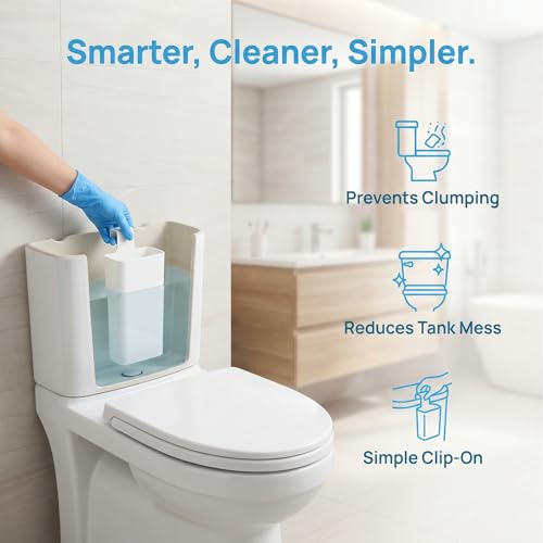 1pcs-Piece Toilet Tablet Holder with Cleaning Gloves, Toilet Tank Caddy for Cleaning Discs, Heavy Duty PP & ABS Cleaner Bracket, Bathroom Organization Set