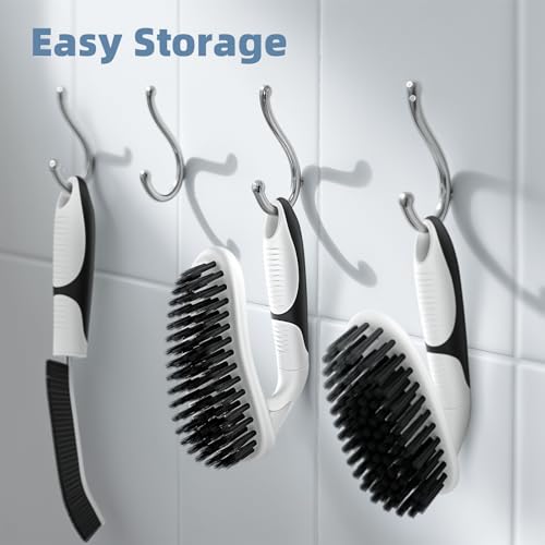Cleangor Scrub Brush Set, Heavy Duty Scrub Brushes Crevice Cleaning Brush | with Stiff Bristles, 3 Different Brushes Included for Household Use, Grout, Tile, Bathroom, Kitchen, Bathtub, Floor