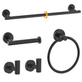 Matte Black Towel Bar Set 5-Piece Bathroom Hardware Accessories Set Includes 23.6in Towel Bar-Round Towel Ring-Toilet Paper Holder-Towel Hooks Stainless Steel Wall Mount Bathroom Towel Holder Set - color: 5pcs Matte Black