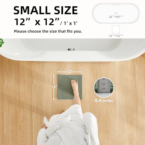 TYUU Small Bathroom Rugs Non Slip Washable Bath Rugs Super Absorbent Bathroom Rug Thin Quick Dry Low Pile Bath Mats, Sage Green 12"x12" - color: Sage Green, size: 1' X 1' (Rectangular)
