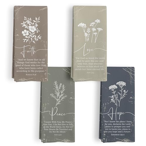 Boho Christian Floral Easter Kitchen Towels, Bible Verse Faith Love Peace Hope Floral Kitchen Towel Decorative Set, Vintage Boho Flower Hand Dish Tea Towels for Bathroom Decor - color: Bible Floral Set of 4