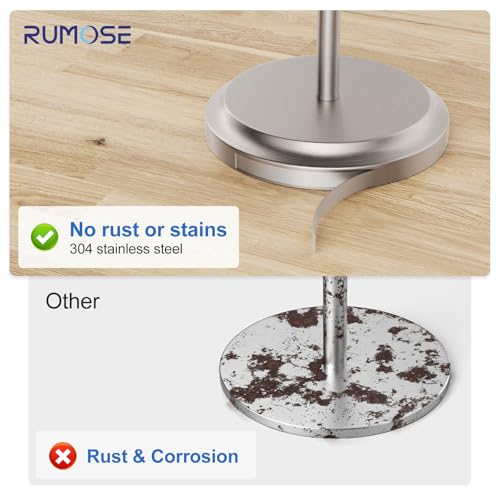 RUMOSE Toilet Paper Holder Stand Double Toilet Roll Holder for Floor | Brushed Nickel, 24" H, Bathroom Free standing Tissue Roll Holder, Rustproof, Weighted Base, Stainless Steel