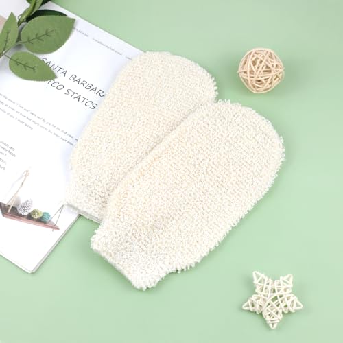 2-Pack Hemp Bath Gloves – Natural Shower Mitts for Body Scrub, Gentle Exfoliating Washcloth Mittens for Men & Women Skincare