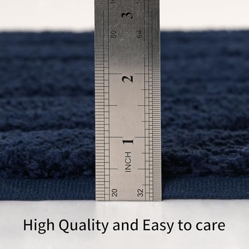 Bathroom Rugs Sets 3 Piece, with 20" x 28" U-Shaped Toilet Rug, Ultra Absorbent and Super Soft Touch, Non-Slip, Microfiber Plush,Rectangular Pattern, Quick Dry Bath Mats for Bathroom, Tub, Bedroom - color: Navy Blue