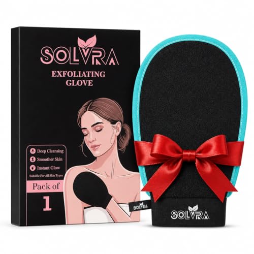 Exfoliating glove for Shower & Exfoliating body scrubber – 100% Vegan Viscose Kessa Mitt for Dead Skin Removal, Self-Tan Fade & Keratosis Pilaris –Dual-Texture Glove for Spa & Massage (1 Pack Black) - color: Pack of 1 - Black with Green Border