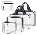 ABSOFINE Clear Toiletry Bag for Travel Size Toiletries, 4 Pack Large Waterproof PVC Makeup Bags with 2 Pack Airport Security Liquids Bags, Travel Essentials toiletry Bottles for Women Girls Men