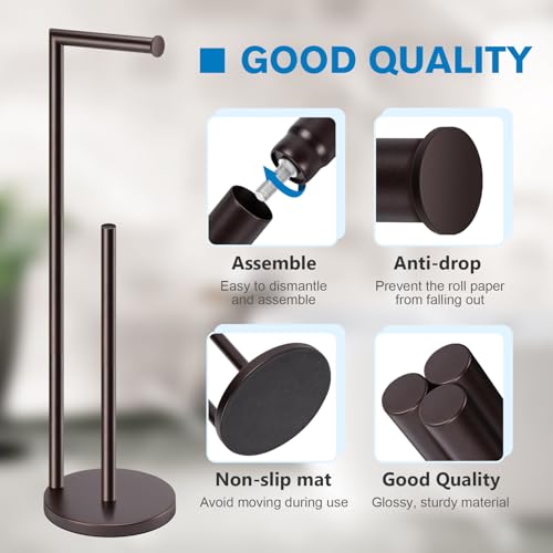 Toilet Paper Holder Stand,Toilet Paper Holder Free Standing,Bronze Toilet Stand Holder for 4 Rolls,Toilet Paper Storage by Bathth - color: Bronze