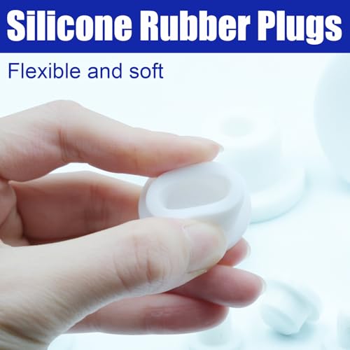 85PCS Silicone Stoppers White Hole Plugs Assortment Kit Rubber Plugs for Round Holes, Flexible Rubber Stoppers Waterproof Tube Plugs T-Type, Used for Sealing Plugs Bathtub Jet Covers - color: White, size: 9 Size(1/5"~1")