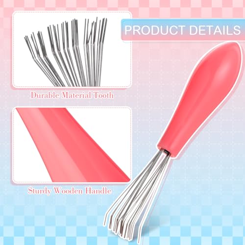 Boao 2 Pcs Hair Brush Cleaning Tool Set,2-in-1 Double Headed Hair Brush Comb,Metal Toothed Cleaner Dirt Remover, Portable Hairbrush Cleaner Tool for Removing Dust Home Salon Use(Pink and Green) - color: Pink and Green
