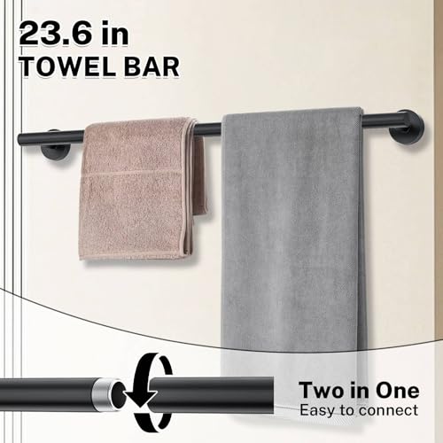 10 Pieces Towel Bar Set Matte Black Bathroom Hardware Set Includes 23.6 Inch Towel Bar,Stainless Steel Towel Holder-Towel Racks Set Wall-Mounted Bathroom Accessory Set - color: 10pcs Matte Black