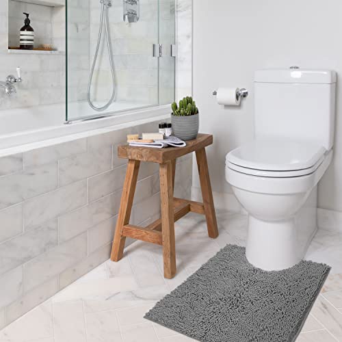 Bathroom Rugs Sets 2 Piece, Luxury Chenille Bath Mat Set, Soft Plush Anti-Slip Bath Rug + U-Shaped Toilet Mat. Microfiber Shaggy Carpet, Super Absorbent (24” x 36” & 20” x 24” U, Light Grey) - color: Light Grey, size: 2 Piece Set - Large