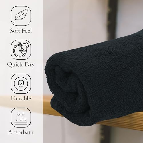 GOLD TEXTILES Premium Hand Towels for Bathroom -100% Ring Spun Cotton (Grey,4 Pack, 16x30 Inches) Luxury Soft Absorbent & Quick Dry, Bathroom Hand Towel Perfect for Hotel, Salon, Gym & Spa - color: Grey, size: 4 Pack 16x30