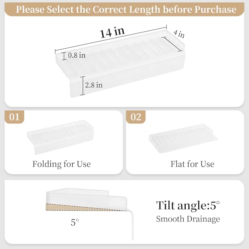 Sink Edge Protector with Suction Cup, 14" x 4", Silicone Sink Splash Guard for Kitchen & Bathroom, Protect Countertop from Scratches, Stains, for Stainless Steel Granite Quartz - color: Translucent White, size: 14" x 4"