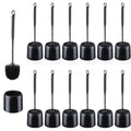 Roshtia 12 Sets Toilet Brush and Holder Set for Bathroom Toilet Bowl Brush Scrubber with Caddy for Deep Cleaning, 14.57 Height (Black) - color: Black